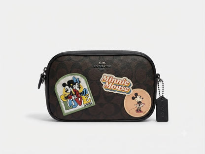 Coach x Disney Minnie Mouse Patches Signature Zip Zip Crossbody Purse