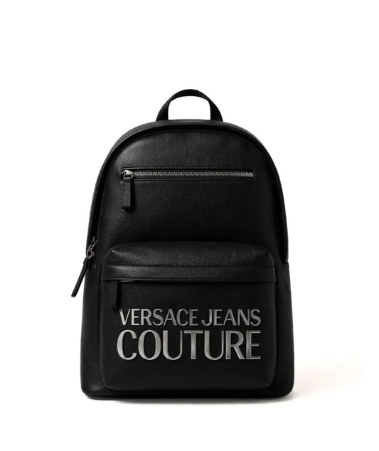 VERSACE JEANS COUTURE Black Logo Leather Backpack