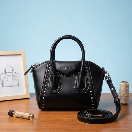 Black Studded Leather Givenchy Antigona Bag