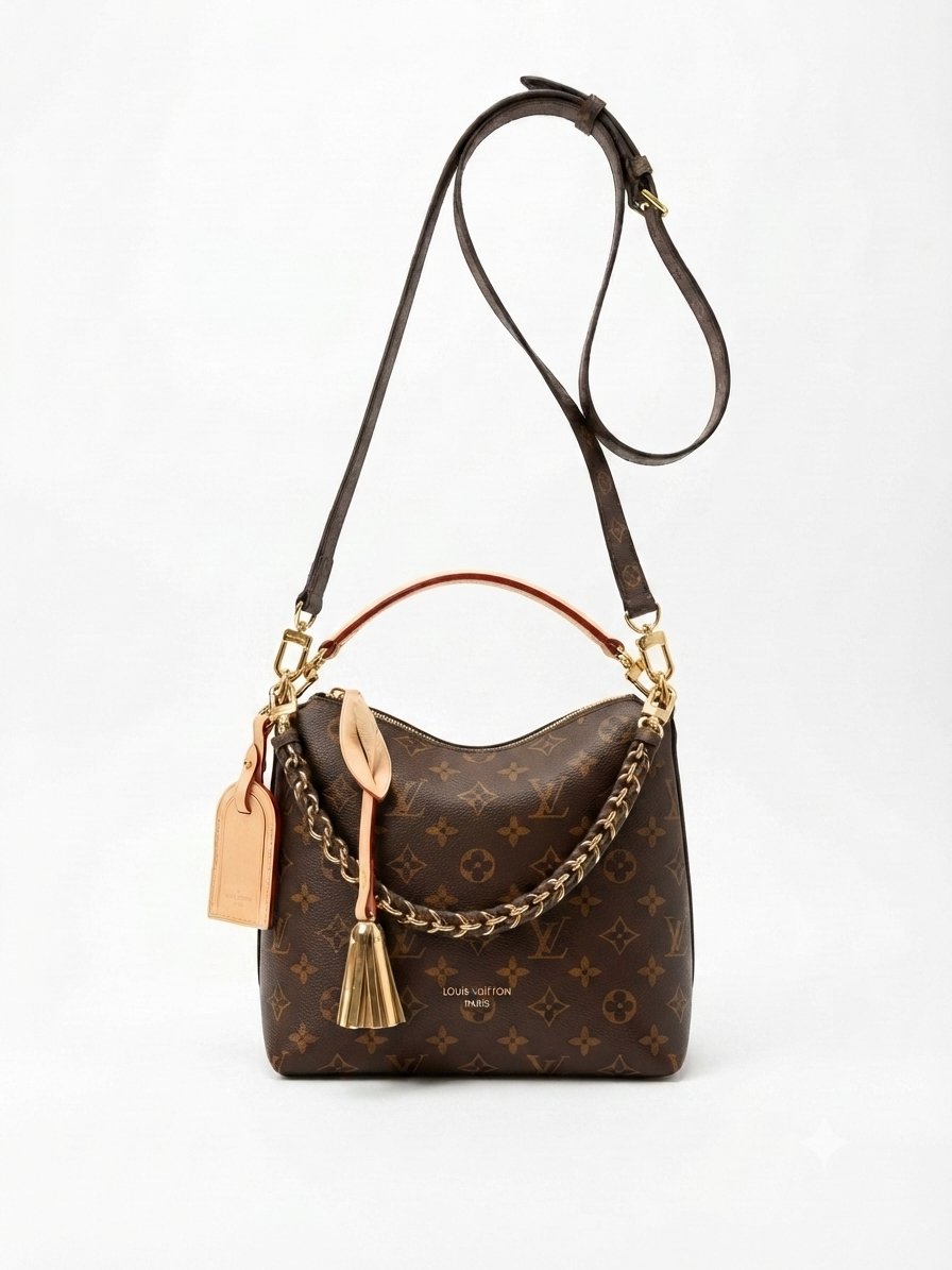 Louis Vuitton Multipass handbag crafted from signature monogram canvas with a braided gold-toned chain detail