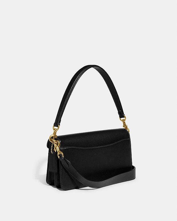 Coach Tabby Shoulder Bag 26 in black polished pebble leather.