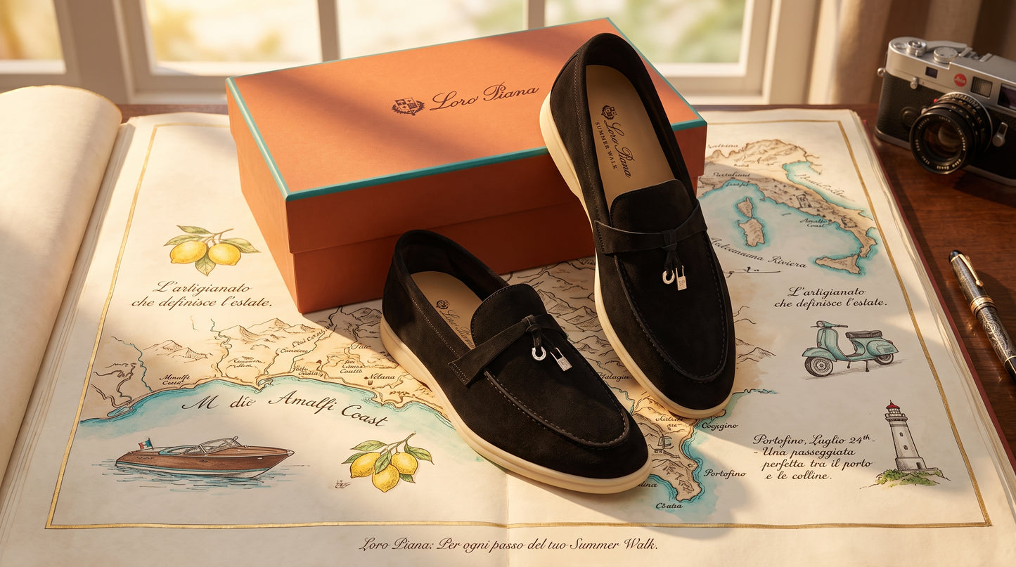 Loro Piana Summer Walk Charms Suede Loafers