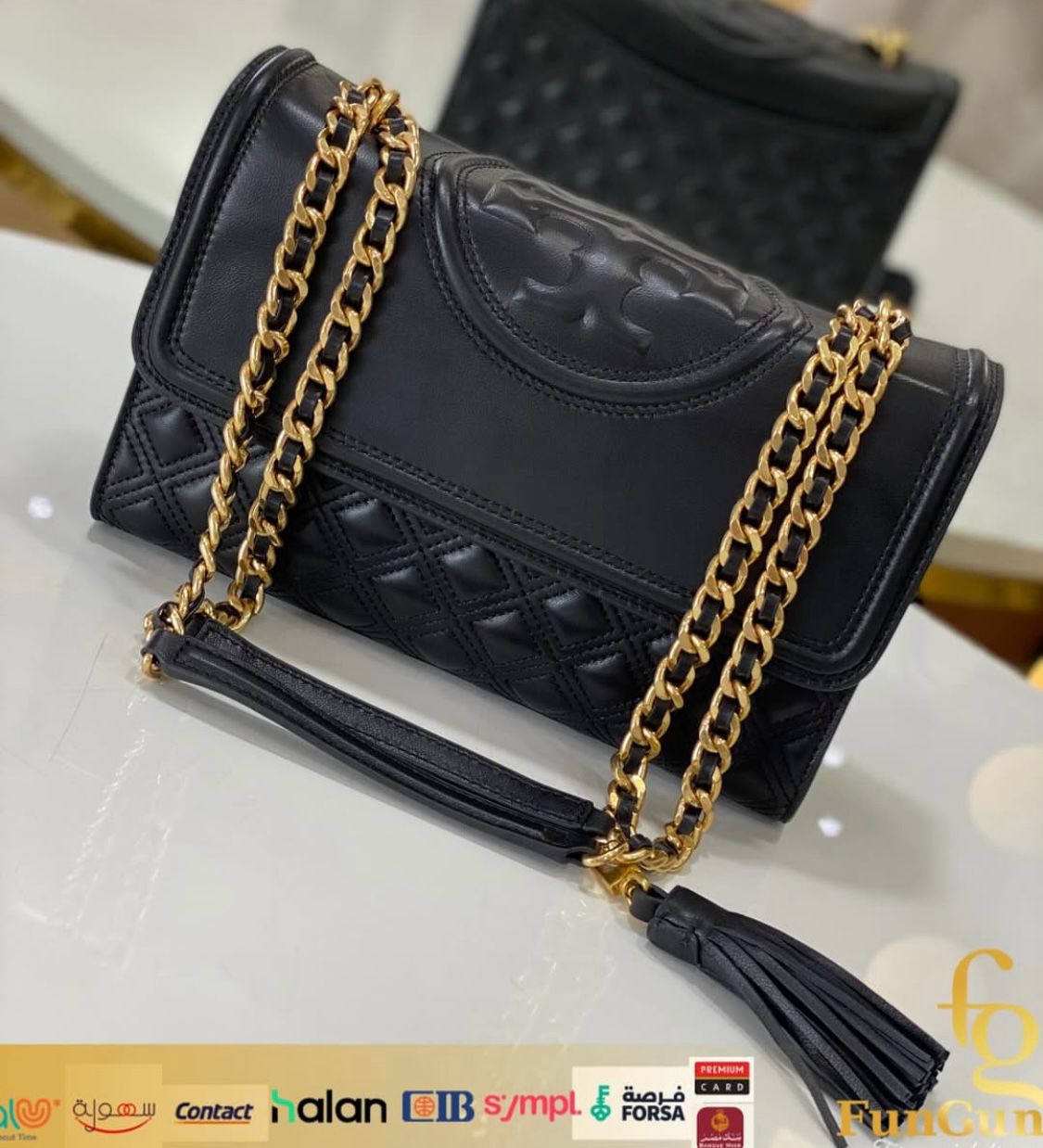 Tory Burch Fleming Convertible shoulder Bag- Black