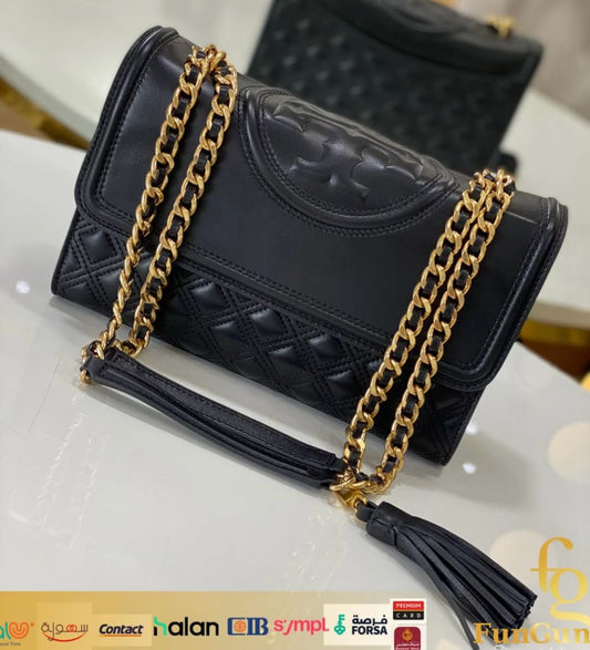 Tory Burch Fleming Convertible shoulder Bag- Black