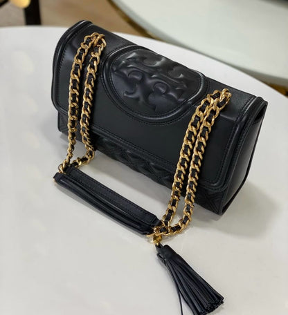 Tory Burch Fleming Convertible shoulder Bag- Black