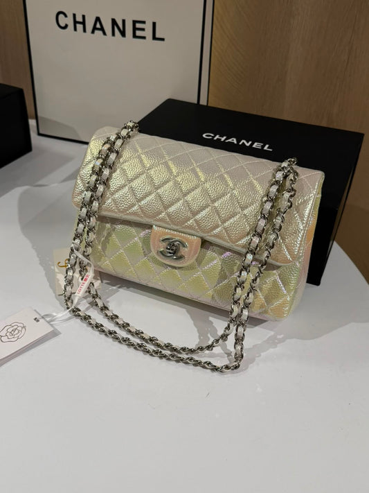 Chanel Classic Flap Bag (Iridescent Pearl/Champagne Finish)