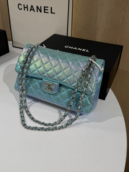 Chanel Classic Flap Bag (Iridescent Aqua/Mermaid Finish)