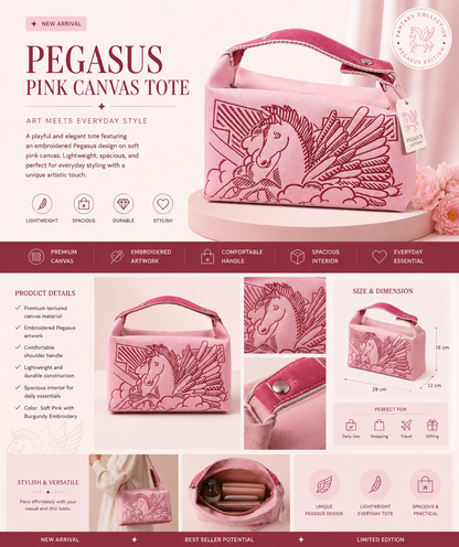 Handbags Canvas Hobo Pouch Pony Simple Embroidery Bag Travel Organizer Multiple colors #