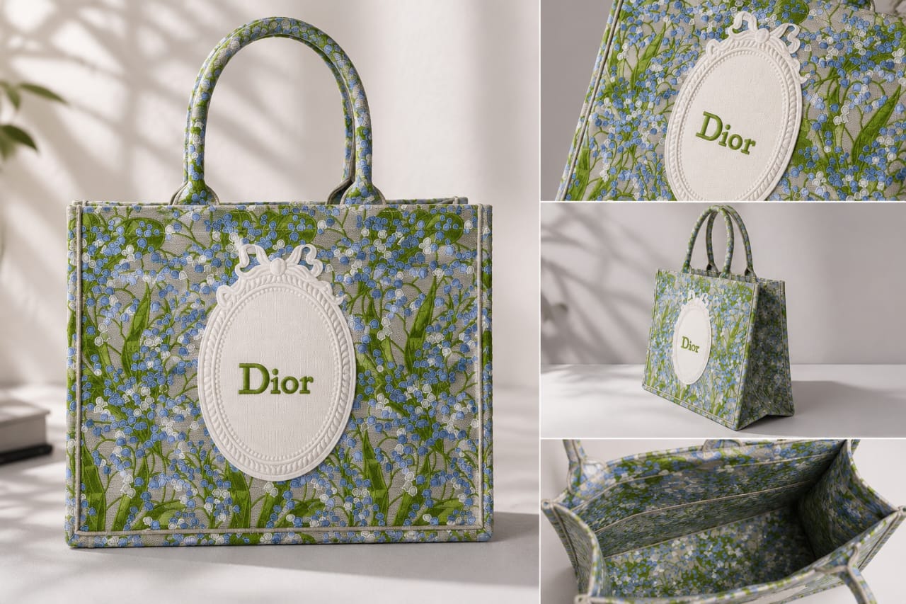 Dior The Meadow Embroidered Tote Bag
